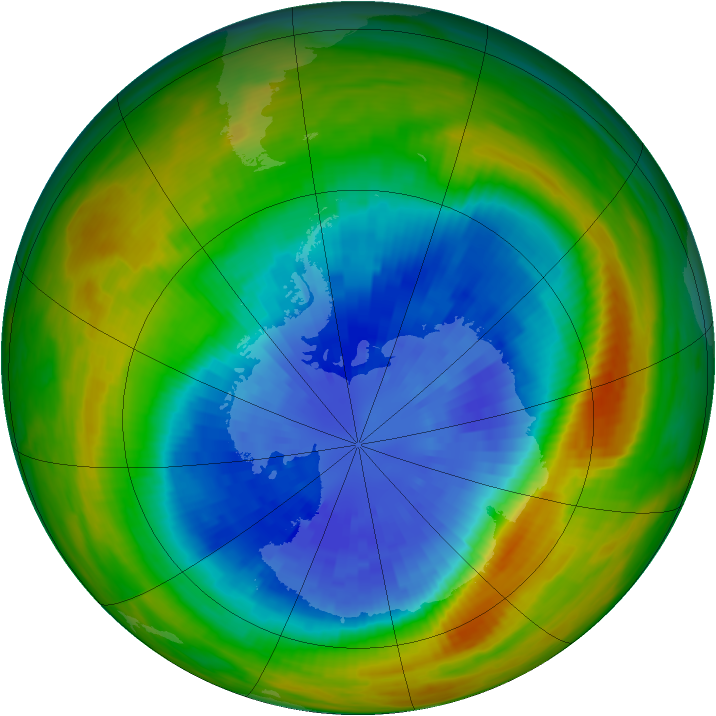 Antarctic ozone map for 18 September 1986